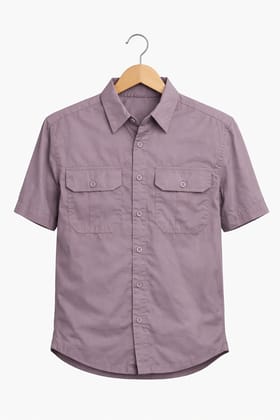 RED STAR Men's Casual Two-Pocket Button-Down Shirt, Mauve
