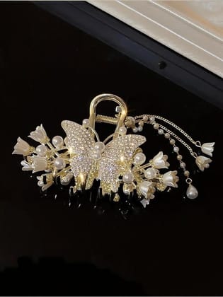 Elegant Pearl Floral Metal Hair Claw Clip Elegant Pearl Floral Metal Hair Claw Clip