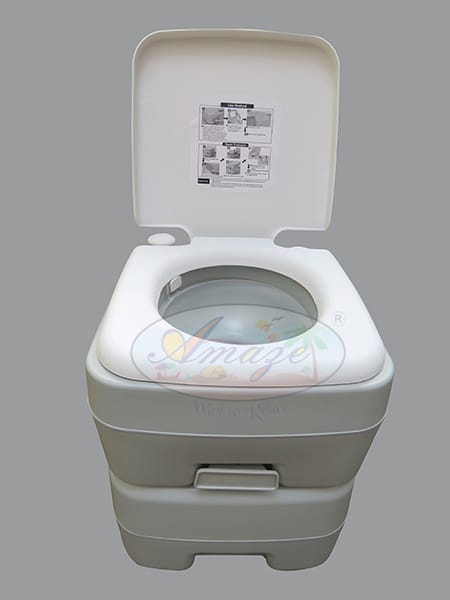 'Amaze' Portable Toilet Orthopaedic Aid Event Furniture Commode (Design-7), Beige | All in one Toilet |for Camping, Outdoor, Trekking, Picnic, Outing