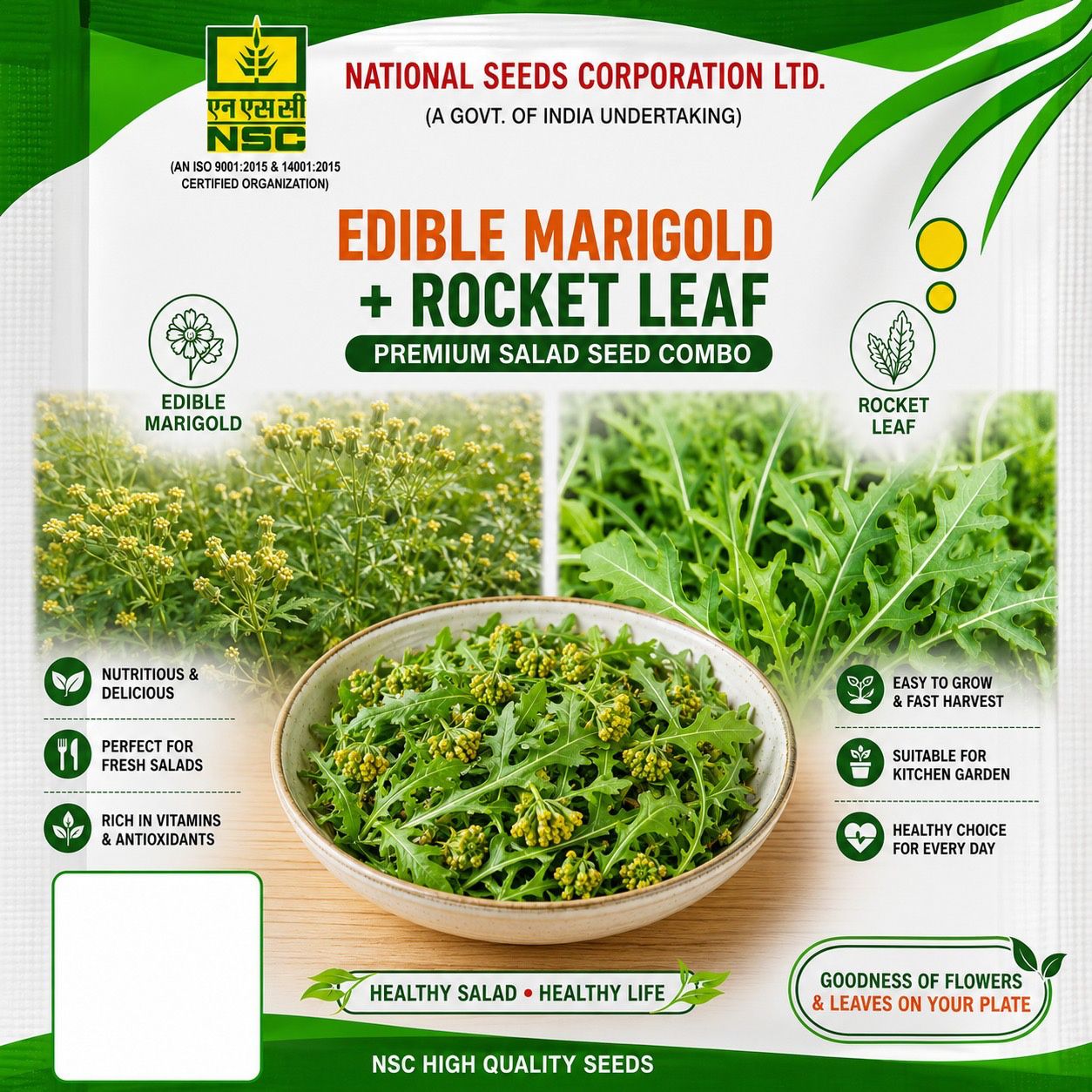NSC Edible Marigold + Rocket Leaf Seed Pack 