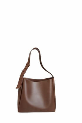 Minimalist Brown Bucket Shoulder Bag