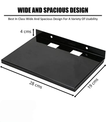 BME Metal Wall Mount Set Top Box Stand / WiFi Router Holder Shelf | Universal Compatibility 5kg load Capacity (Black)