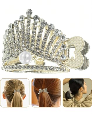 Luxury Crystal Pearl Crown Hair Claw