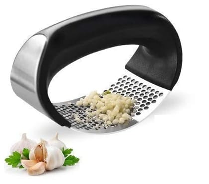 Lifeori Heavy Duty Stainless Steel Garlic Press Crusher & Mincer | Ergonomic Non-Slip Handle | Easy Garlic Ginger Crusher for Kitchen | Manual Garlic Presser Tool