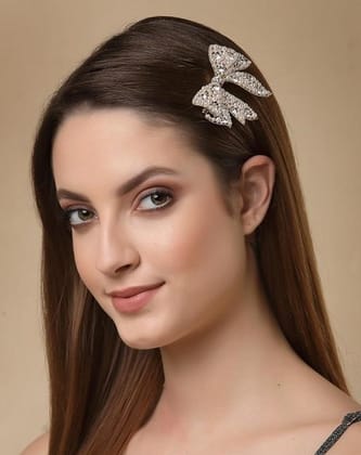 Elegant Pearl Bow Hair Claw Clip