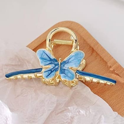 Blue Butterfly Metal Hair Claw Clip