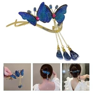 Blue Butterfly Metal Hair Claw