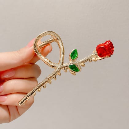 Elegant Red Lotus Hair Claw