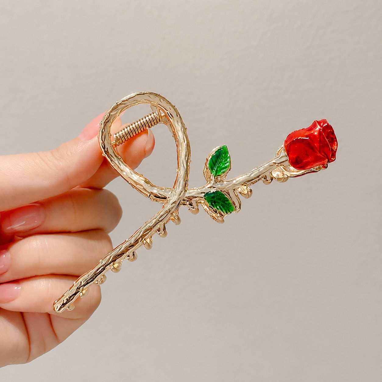 Elegant Red Lotus Hair Claw