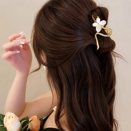 Blubby Gold Butterfly Flower Hair Claw
