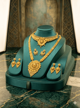 Traditional Indian Bridal Gold Necklace Combo Set
