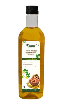 Ramnoor Pure Organic Cold Pressed Groundnut Oil 1L | Kachi Ghani Peanut Oil | 100% Pure & Natural | Unrefined | Chemical Free | Cooking Oil