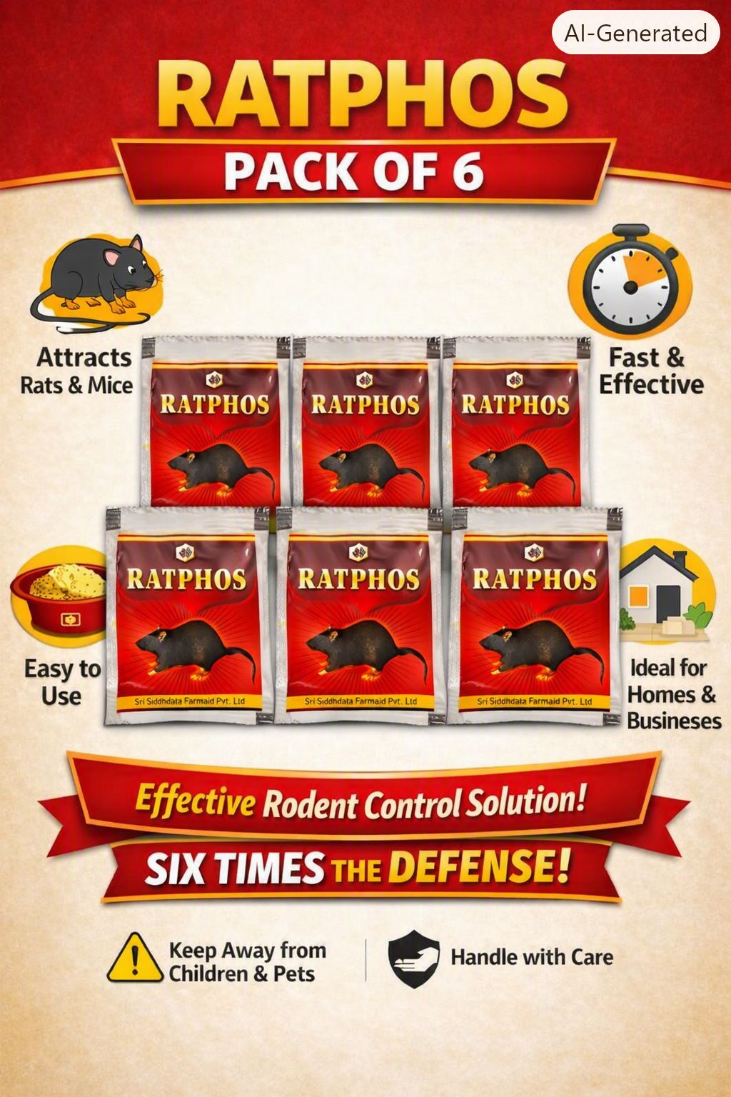 Rat Killer Powder Zinc Phosphide 80% Powerful Rat Powder | Rodenticide for Home Office Godowns | Chuha Maar 10Gx6