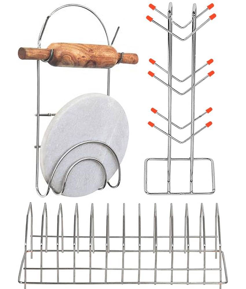 OC9 Silver Stainless Steel Dish Racks ( Pack of 3 )