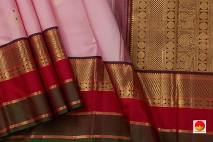 Pastel Pink Kanchipuram Silk Saree Handwoven Pure Silk Pure Zari For Wedding Wear PV NYC 660