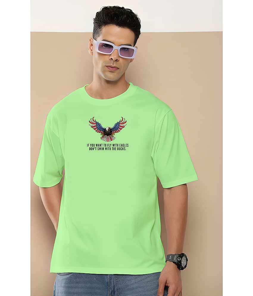 FLYIND Men Cotton Oversized Fit Printed T-Shirt ( Mint Green )