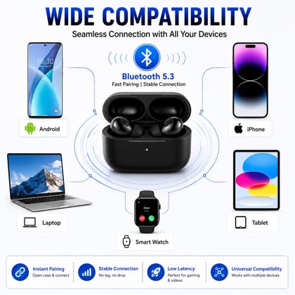 Wireless Bluetooth TWS Earbuds with Charging Case, HD Stereo Sound, Touch Control & Built-in Mic