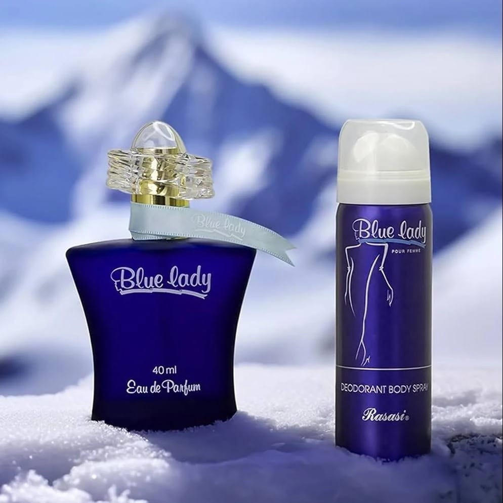 Rasasi Blue Lady Eau De Parfum 40ml with Free Deodorant Spray – Elegant Floral Perfume for Women