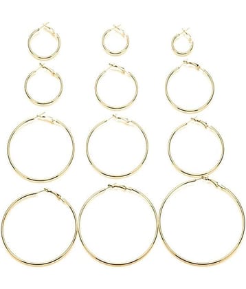 YouBella Golden Hoop Earrings Jewellery for Women - Combo of 12
