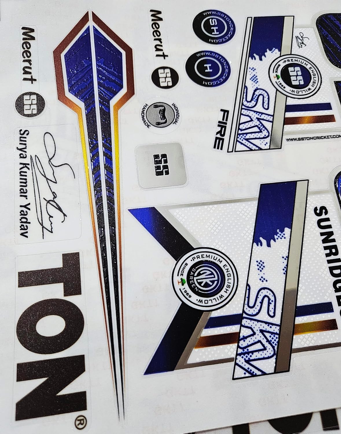 VR3 Cricket Bat Sticker English Willow 4D Digital | Protection Accessories Scuff tape SURYA sky
