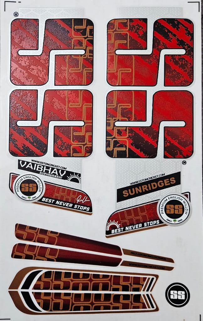 VR3 Cricket Bat Sticker 4D Digital English Willow | Players Edition Fiber Tape VAIBHAV