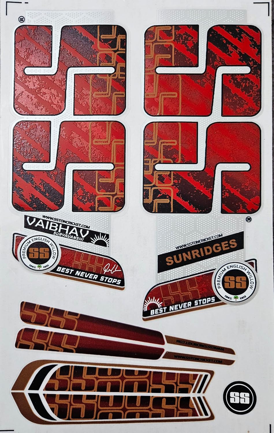 VR3 Cricket Bat Sticker 4D Digital English Willow | Players Edition Fiber Tape VAIBHAV