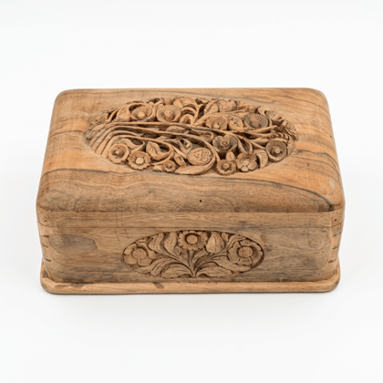 Handmade Wooden Floral Carved Jewelry Box
