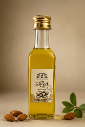 Sweet Almond Oil (Mamra Badam Oil) 100ML | Cold Pressed Extra Virgin | The MMasala Box Co.