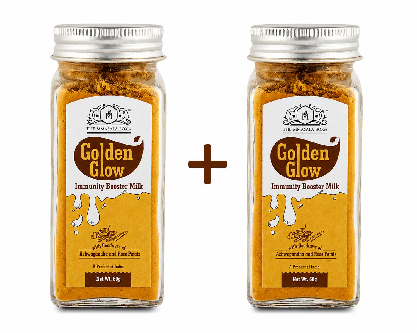 Golden Glow Turmeric Milk 60GM x 2 | Haldi Milk with Ashwagandha & Rose Petals | The MMasala Box Co.