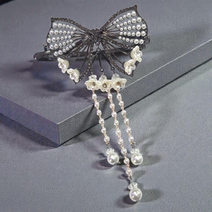 Elegant Pearl Bow Hair Claw Clip Elegant Pearl Bow Hair Claw Clip