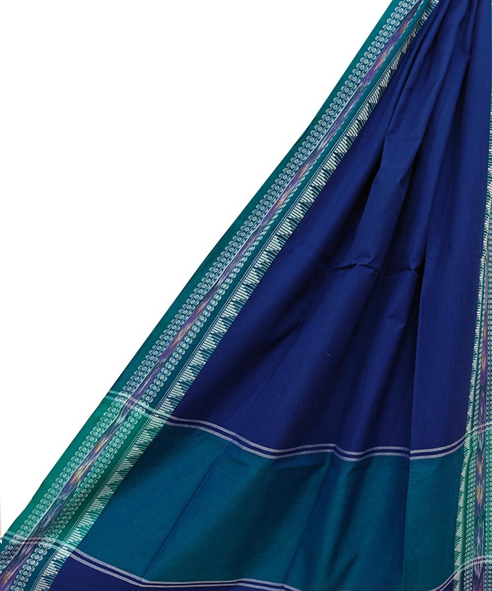 Blue Green Sambalpuri Handwoven Single Ikat Cotton Dupatta SFCDUP2401
