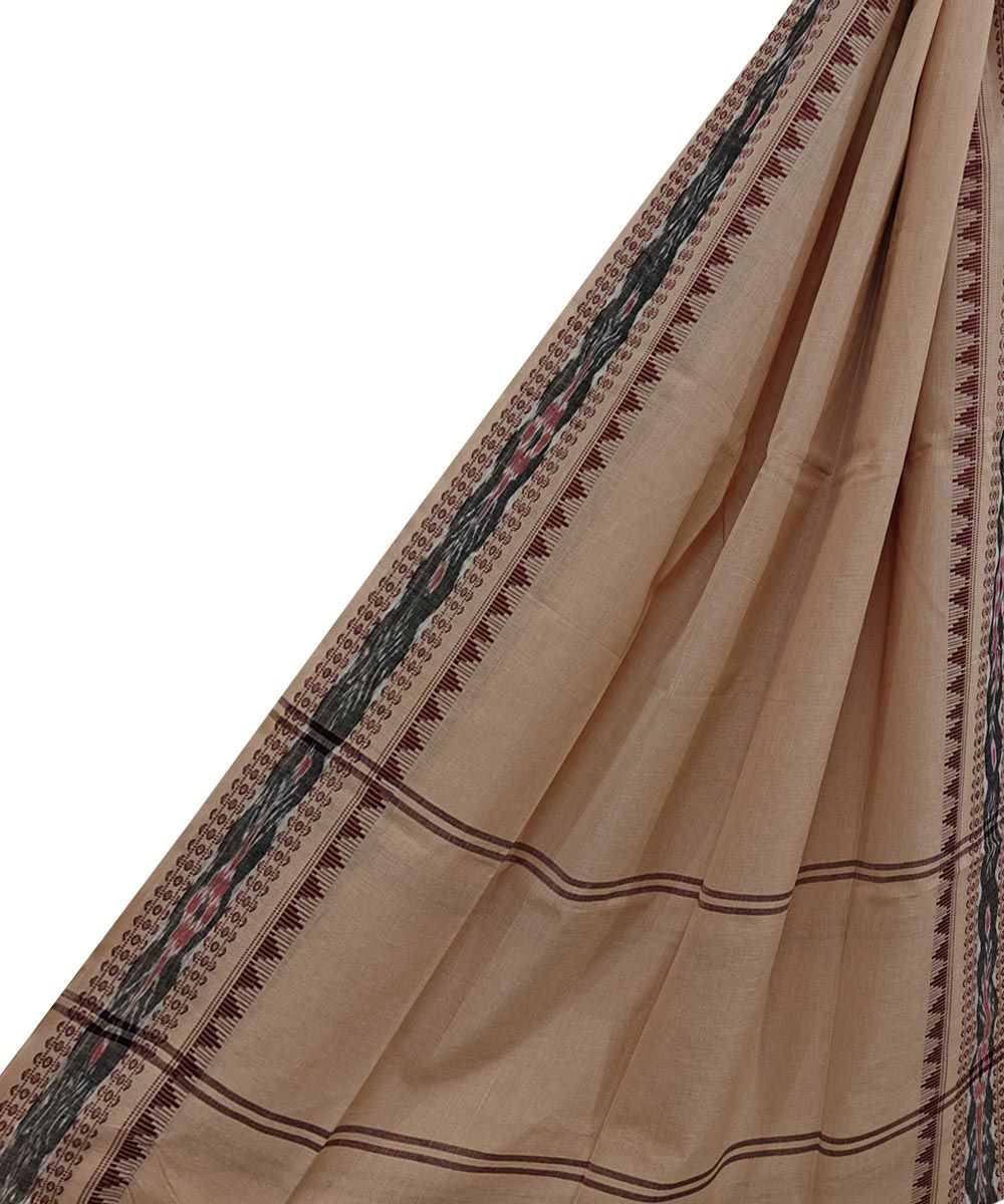 Beige Sambalpuri Handwoven Single Ikat Cotton Dupatta SFCDUP2408