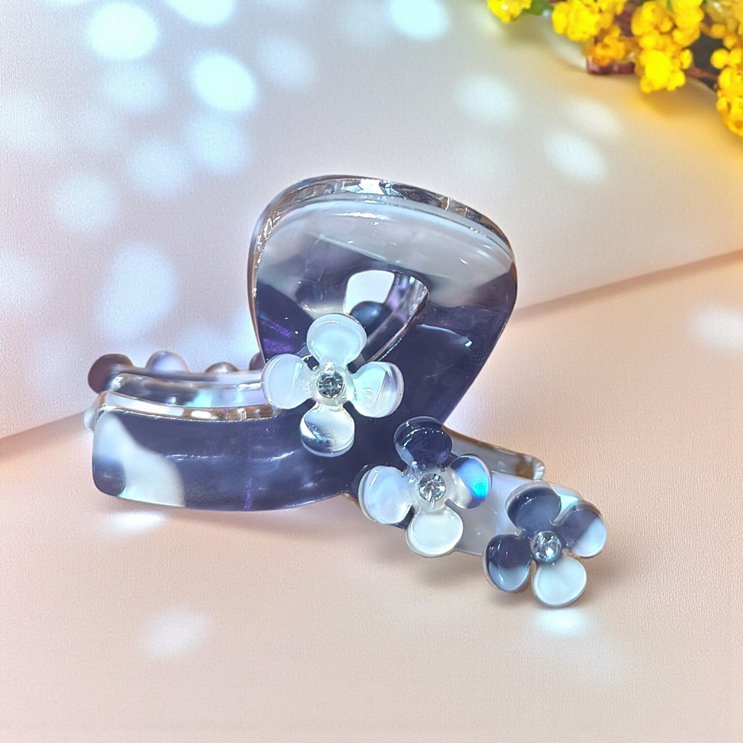 Blue Floral Hair Claw Clip