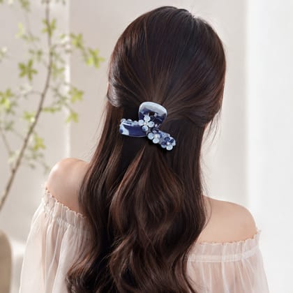 Blue Floral Hair Claw Clip