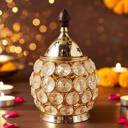 Brass Matki Crystal Deepak No. 1 (FMAS672 A)