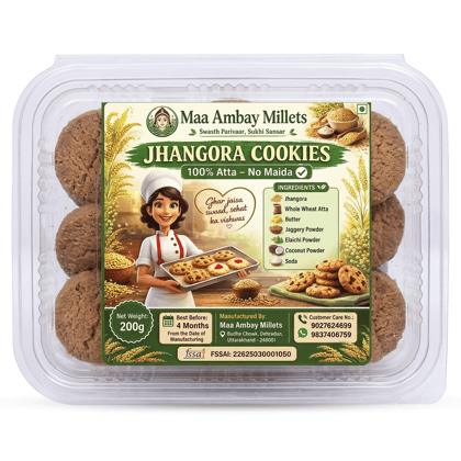 Maa Ambay Millets Jhangora Cookies, 100% Atta, No Maida, 200g