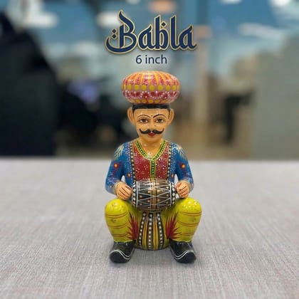 Wooden Musician Bawla with Tabla Multicolor 6inch