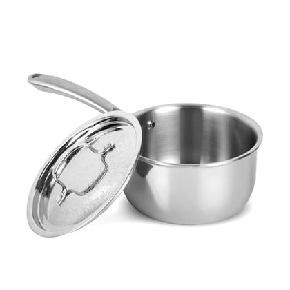 Fackelmann Triply Stainless Steel Sauce Pan With Designer Lid, 16 Cm, 1.5 Litres, Silver Color