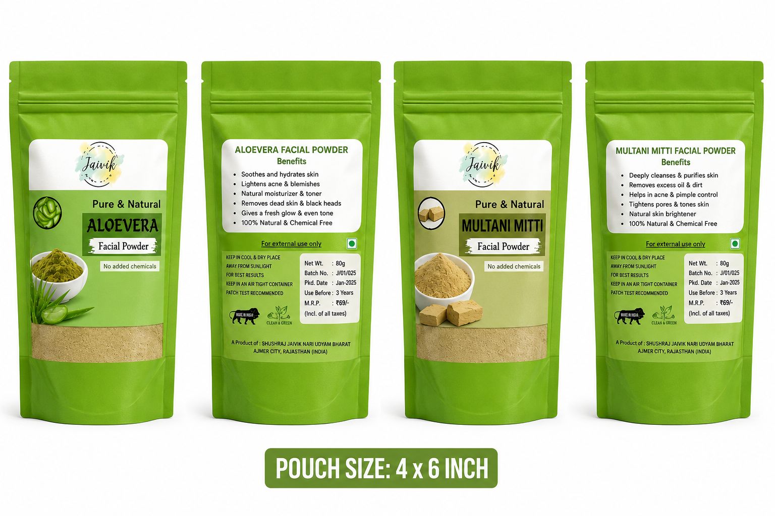 Shushraj Jaivik Aloe Vera Facial Powder Combo Pack 160g