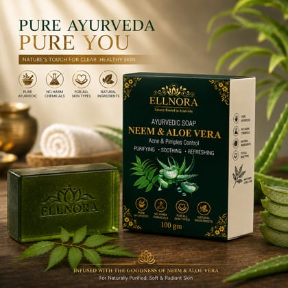 Ellnora Neem & Aloe Vera Ayurvedic Soap (Special Offer – Buy One Get One Free)
