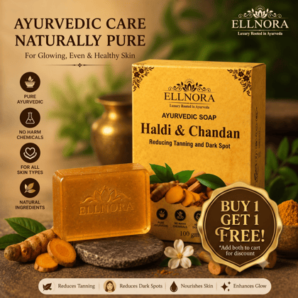 Ellnora Ayurvedic Soap Haldi & Chandan - Special offer ( Buy one Get One Free)