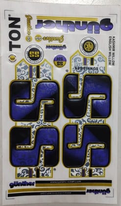 3D Embossed Cricket Bat Sticker, Self Adhesive, Vinyl Plastic. S.s_ (Blue)_3D