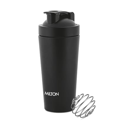 MILTON Pro Mix Shaker with Blending Ball, Black, Pack of 1 Max Steel Shaker, Shakers for Protein Shake, Leakproof, Fitness Freak, Gym Bottle for Men and Women BPA-Free (739 ml)