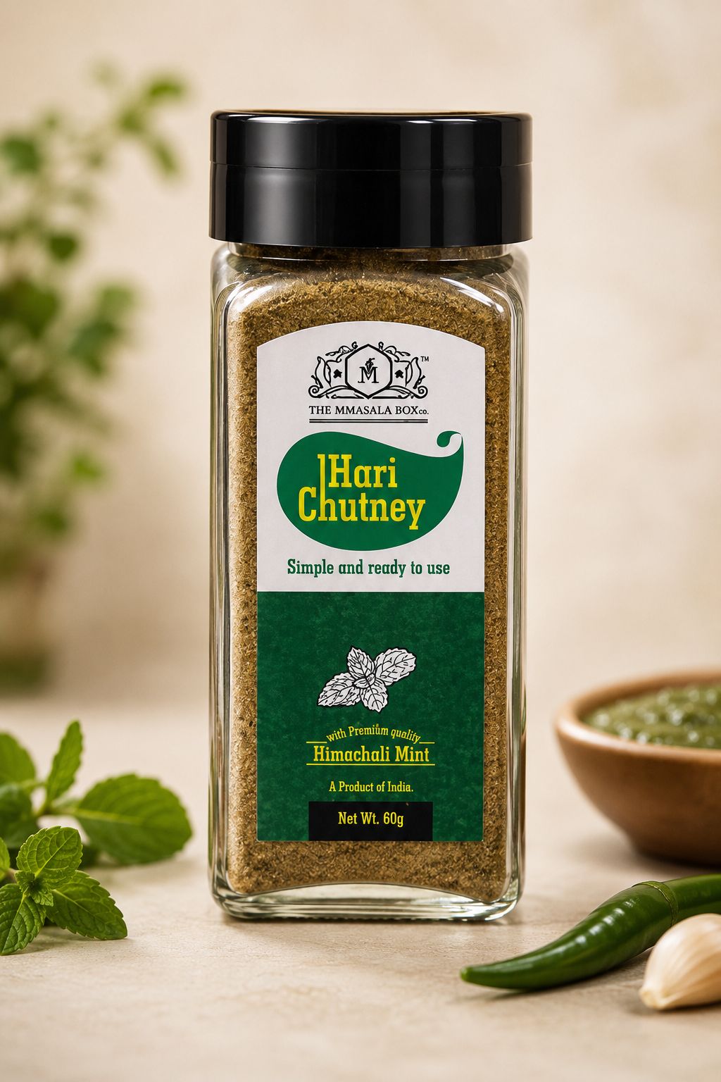 Hari Chutney (Mint Chutney Powder) 60GM | Ready-to-Use Indian Chutney | The MMasala Box Co.