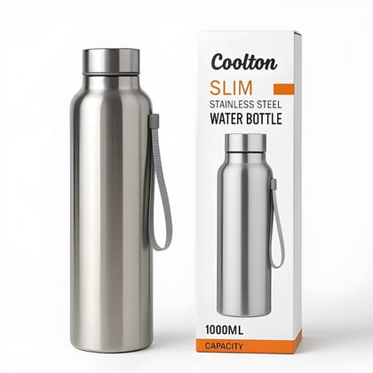 1000ml Stainless Steel Water Bottle | Leak Proof Metal Drinking Bottle | BPA Free Reusable Water Bottle with Carry Strap | Office, Gym & Travel (Original)