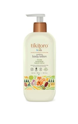 Tikitoro Kids Soothing Body Lotion | Pediatrician Approved | Moisturizes, Soothes & Nourishes Skin |100% Vegan with Avocado, Cocoa Butter, Kashmiri Saffron Extract |Daily Use (Age: 4+ Years) (300 x 1) Tikitoro Kids Soothing Body Lotion | Pediatrician App