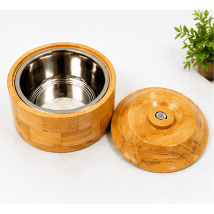 Premium Wooden Finish Hot Case Casserole with Stainless Steel Inner, 9 Inch