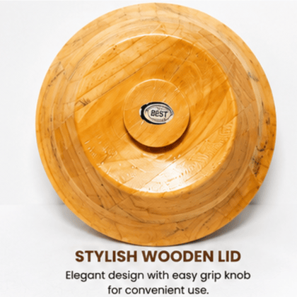Premium Wooden Finish Hot Case Casserole with Stainless Steel Inner, 9 Inch