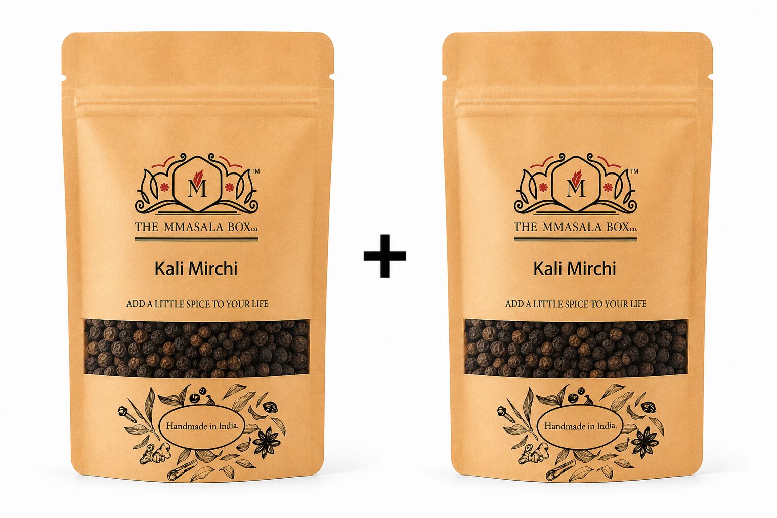 Whole Black Pepper (Kali Mirch) 100GM x 2 Pouches | Premium Indian Spice | The MMasala Box Co.