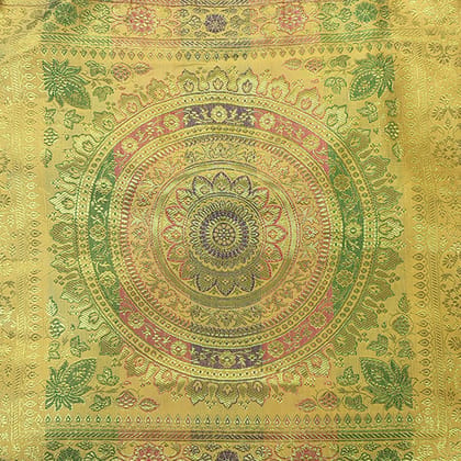 Banaras Brocades Circular Motif Handbag-Yellow